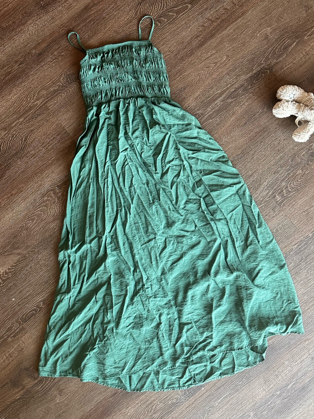 Women's Green Smocked Bodice Maxi Dress
